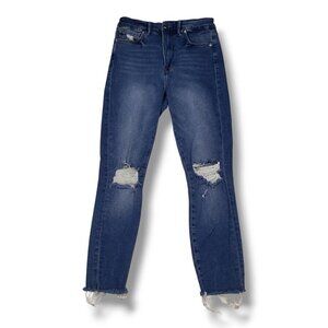 Good American Good Waist Crop Skinny Jeans‎ Womens 6 Raw Edge High Rise